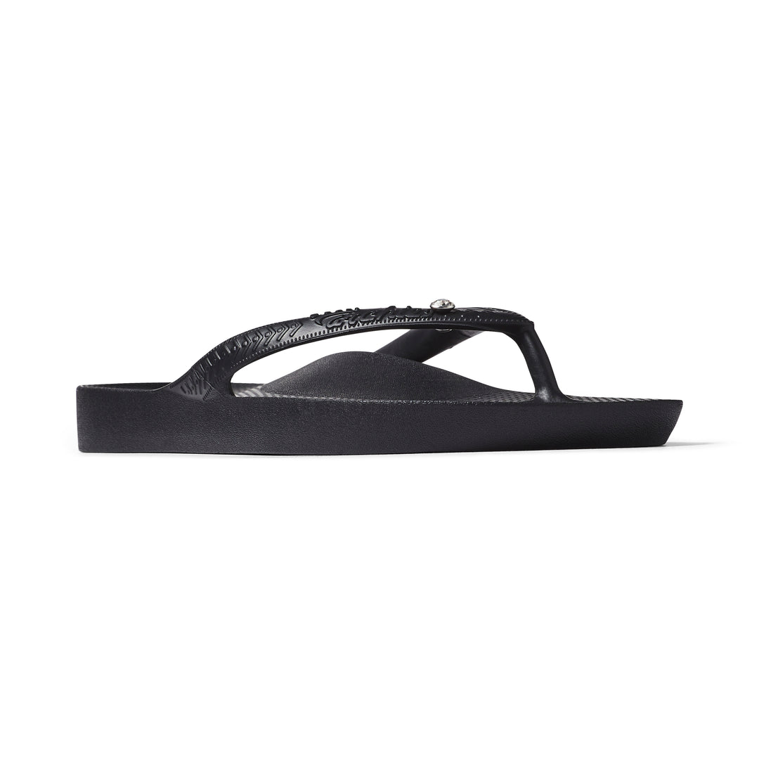 Archies Black Crystal Flip Flops