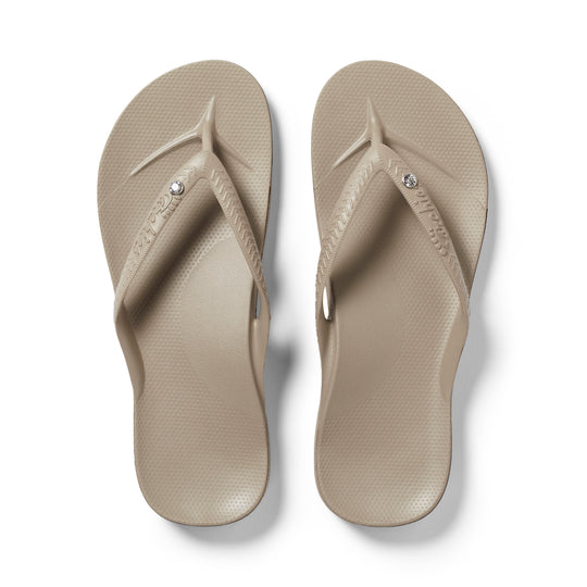 Archies Taupe Crystal Flip Flops