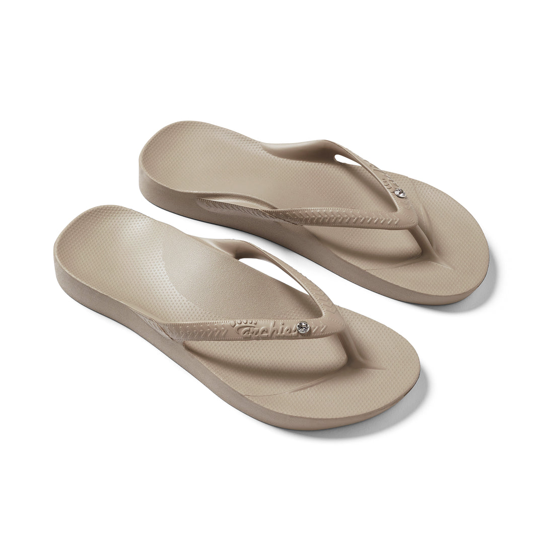 Archies Taupe Crystal Flip Flops
